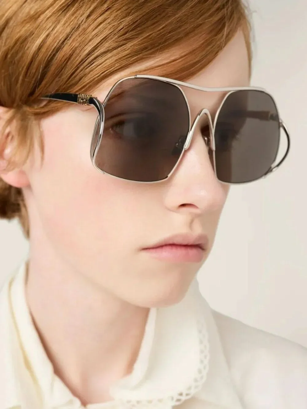Miu Miu Women Sunglasses Silver Grey Pilot MUA55S 1BC80Q NEW AUTHENTIC